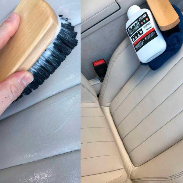 Rense Børste til læder brugt på læderkabine i bil