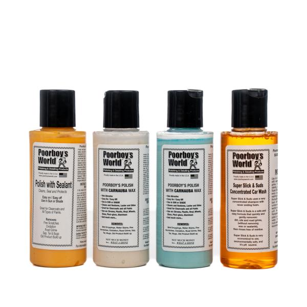 Lakrens kit fra PoorboysWorld Polish med voks polish med forsegler autoshampoo