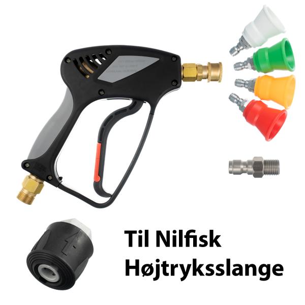 Pakketilbud Kort Pistolgreb til Nilfisk Alto højtryksrensere med kopdyse sæt & kvarttomme lynkobling