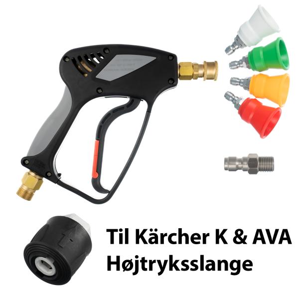 Pakketilbud Kort Pistolgreb til Kärcher K-serie & Ava højtryksrensere med kopdyse sæt & kvarttomme lynkobling