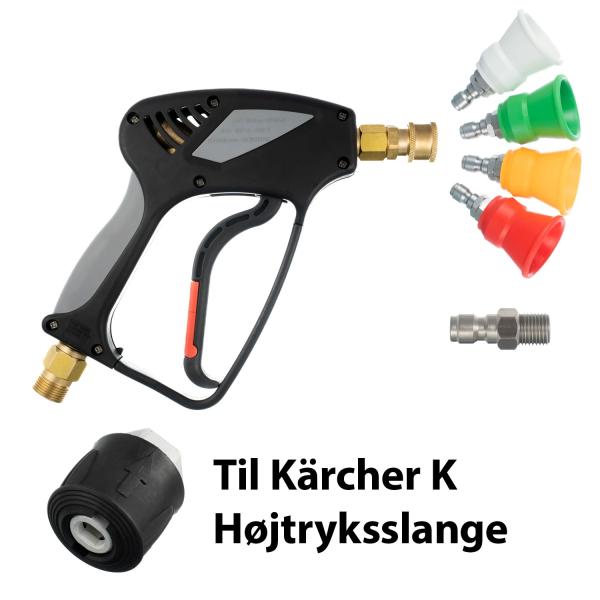 Pakketilbud Kort Pistolgreb til Kärcher K-serie & Ava højtryksrensere med kopdyse sæt & kvarttomme lynkobling