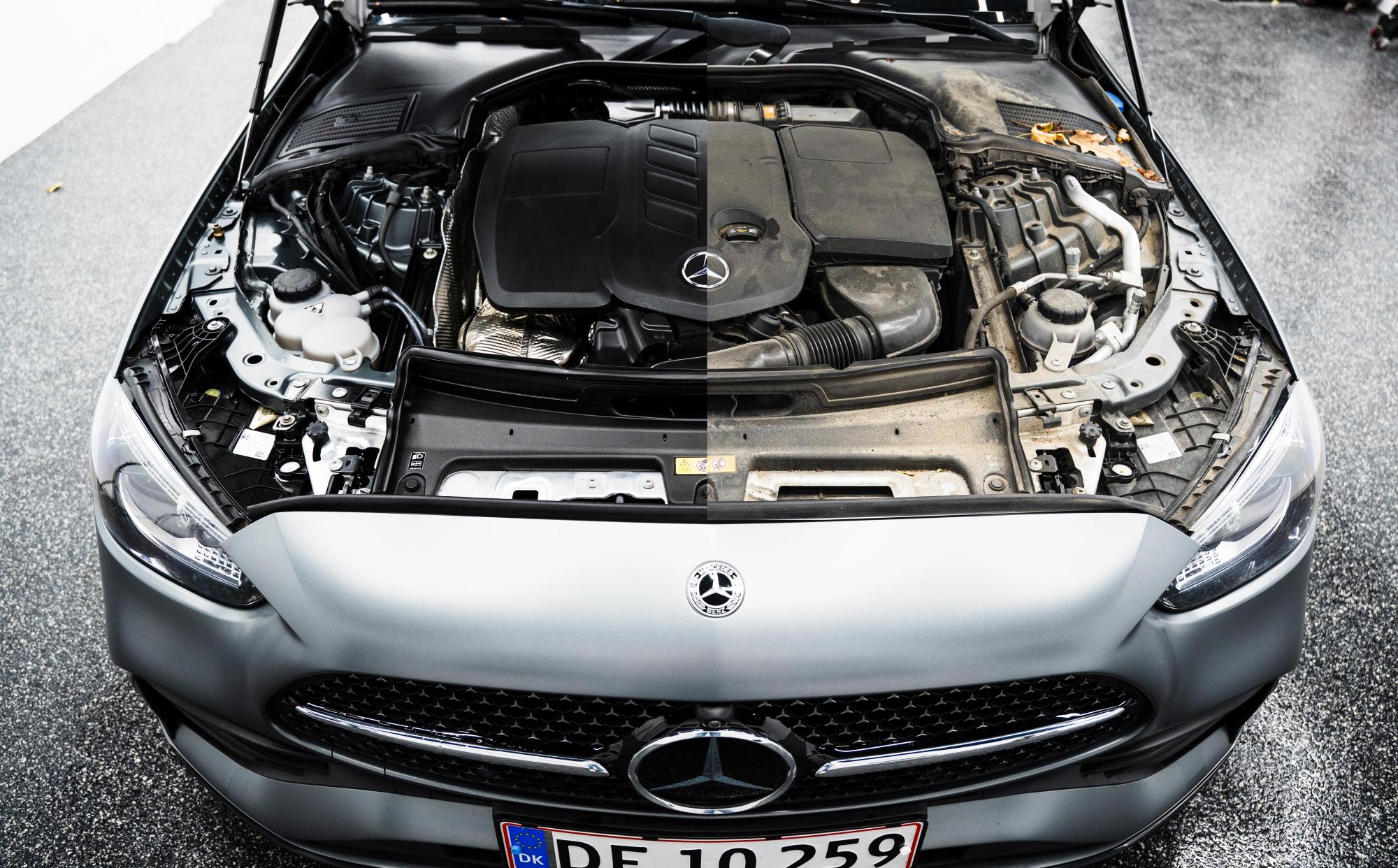 Motorvask før/efter af Mercedes C Klasse